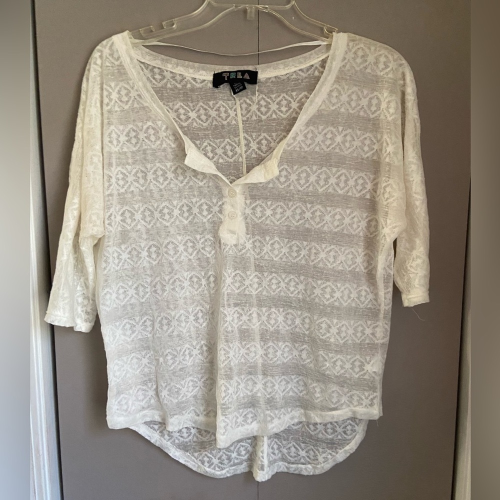 Tela lace blouse/shirt see through lightly worn